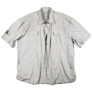 Pepe Jeans London 5X Embroidered‎ Tiger Rose Shirt Gray Big & Tall True False